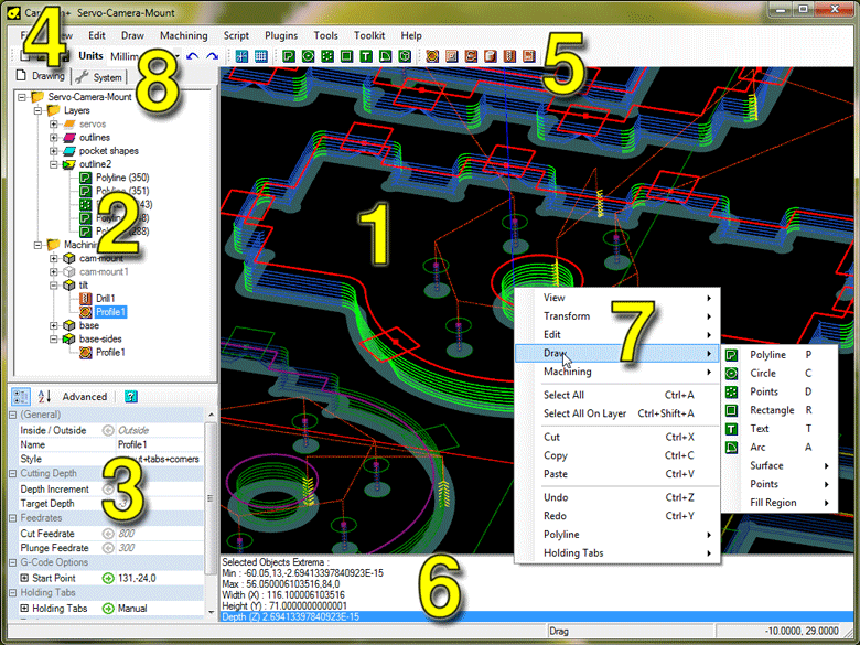 CamBam user interface